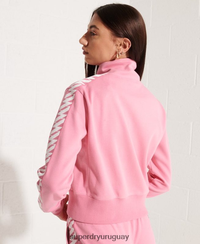 uy Superdry mujer top deportivo con cinta codificada rosa DT2N8Z5874 ropa