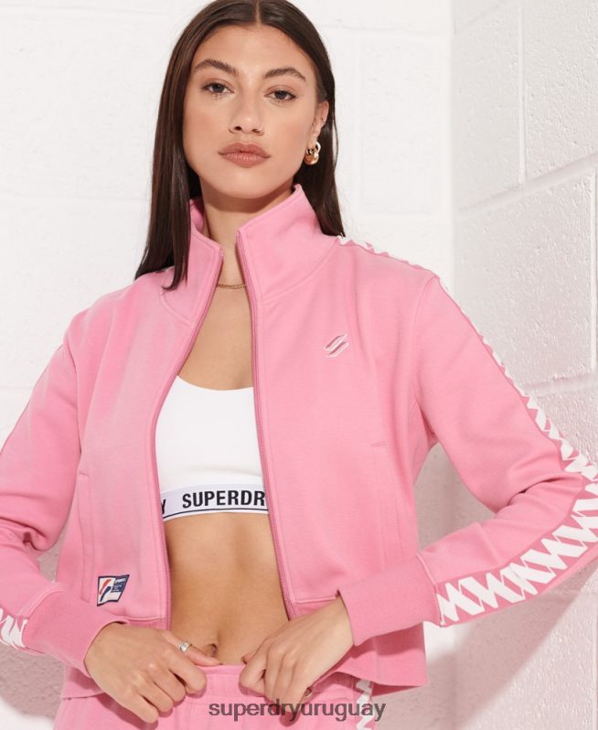 uy Superdry mujer top deportivo con cinta codificada rosa DT2N8Z5874 ropa