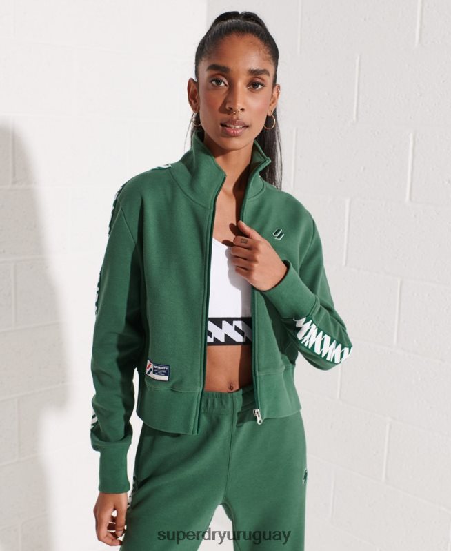 uy Superdry mujer top deportivo con cinta codificada verde DT2N8Z5953 ropa