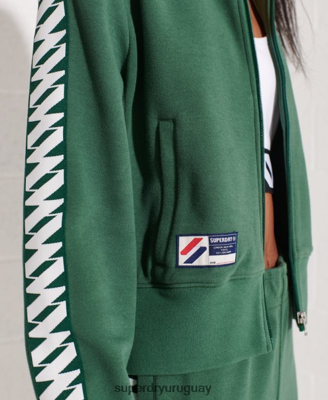 uy Superdry mujer top deportivo con cinta codificada verde DT2N8Z5953 ropa