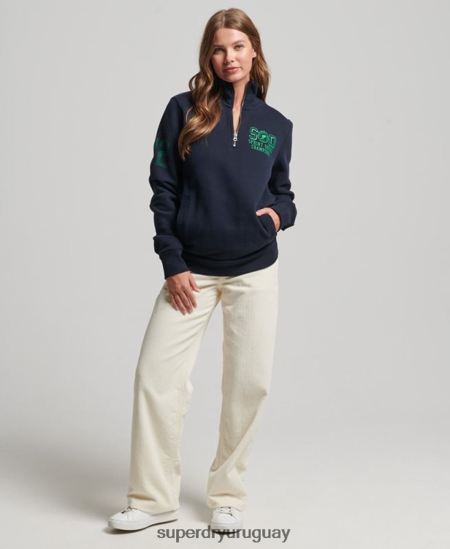uy Superdry mujer top deportivo extragrande con media cremallera Armada DT2N8Z6035 ropa