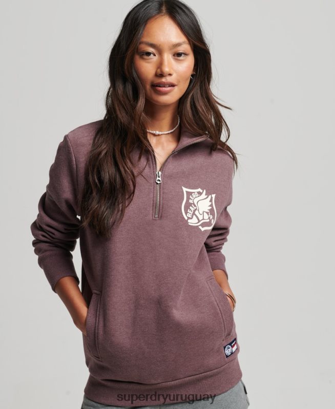 uy Superdry mujer top deportivo extragrande con media cremallera rojo DT2N8Z6043 ropa