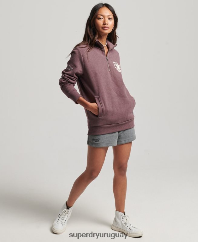 uy Superdry mujer top deportivo extragrande con media cremallera rojo DT2N8Z6043 ropa