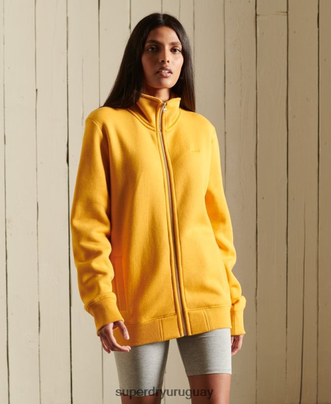 uy Superdry mujer top deportivo holgado con logo vintage bordado y cremallera amarillo DT2N8Z6140 ropa