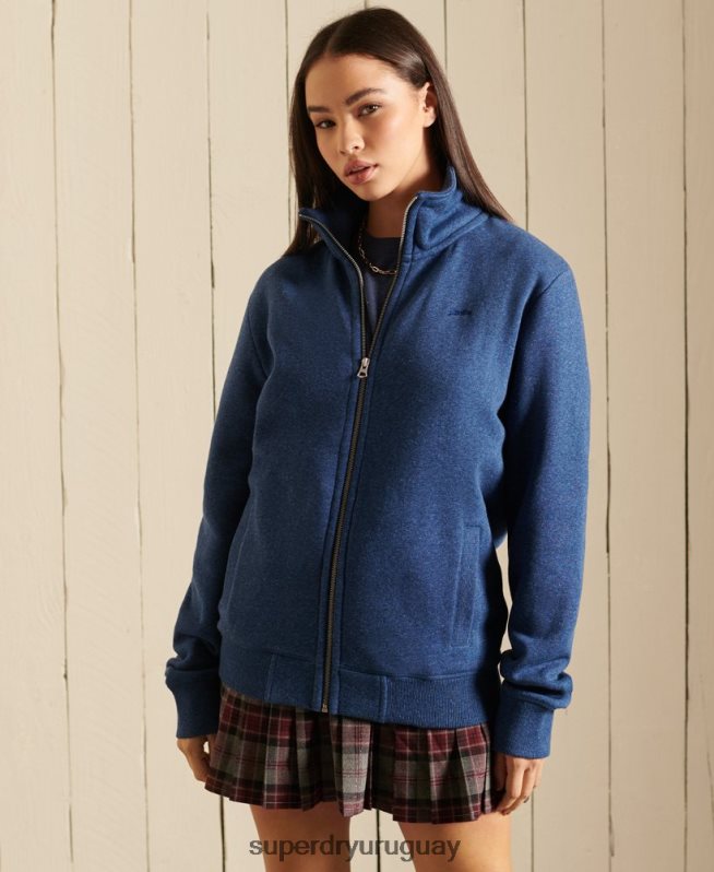 uy Superdry mujer top deportivo holgado con logo vintage bordado y cremallera azul DT2N8Z6159 ropa
