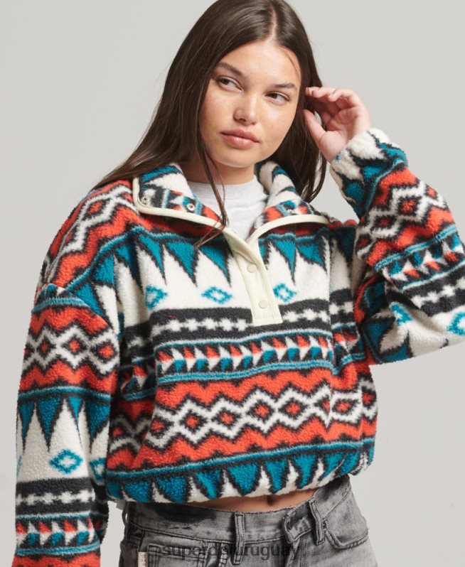 uy Superdry mujer top polar estampado con media cremallera multi DT2N8Z5785 ropa