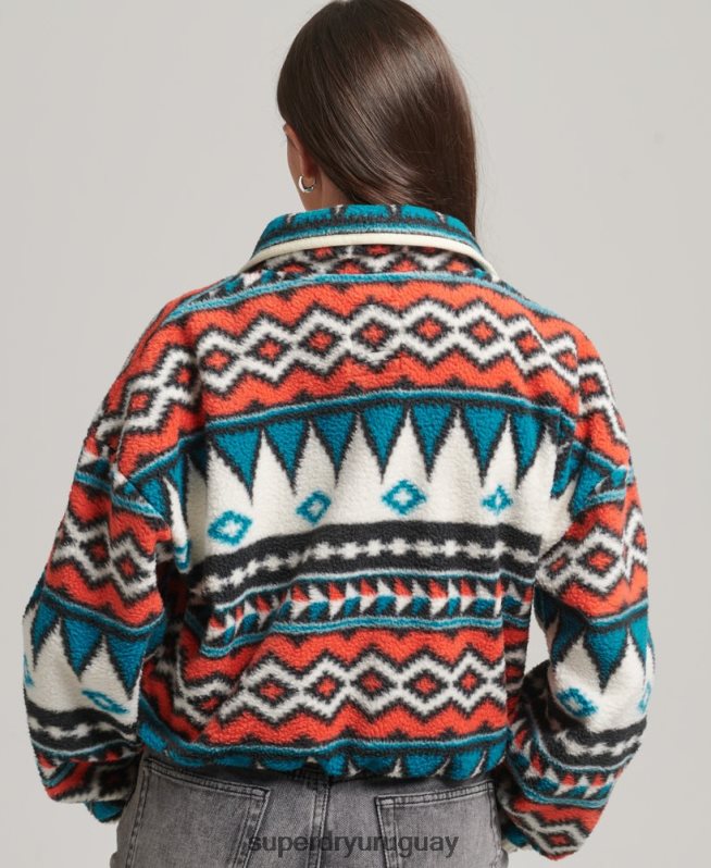 uy Superdry mujer top polar estampado con media cremallera multi DT2N8Z5785 ropa
