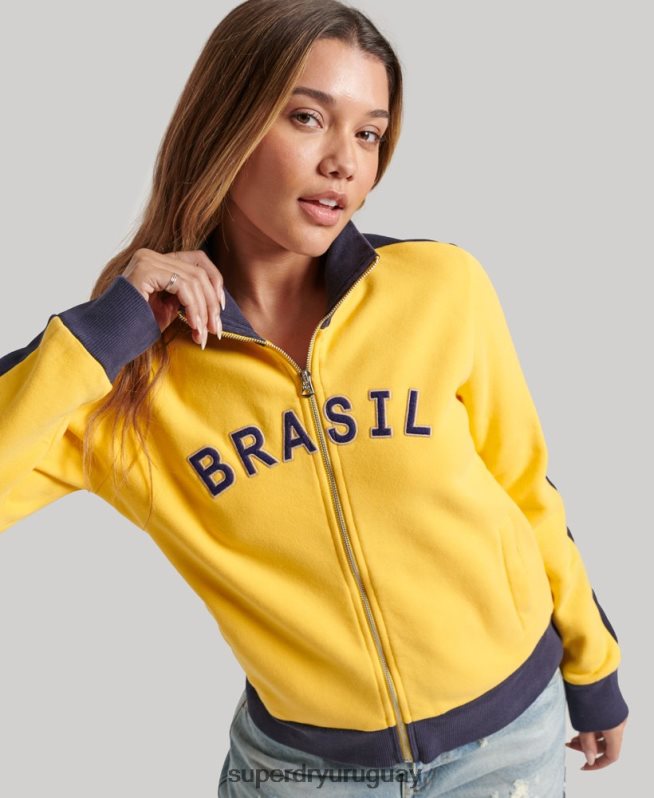 uy Superdry x Ringspun mujer camiseta de fútbol brasil amarillo DT2N8Z3304 ropa