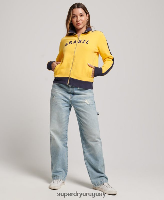 uy Superdry x Ringspun mujer camiseta de fútbol brasil amarillo DT2N8Z3304 ropa