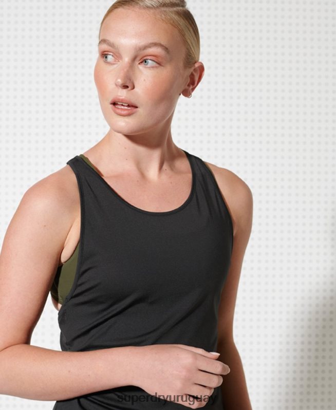 uy Superdry mujer camiseta de tirantes de entrenamiento negro DT2N8Z3077 ropa