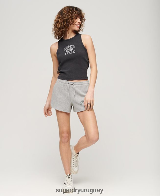 uy Superdry mujer camiseta sin mangas atlética esencial de gofres gris oscuro DT2N8Z2000 ropa