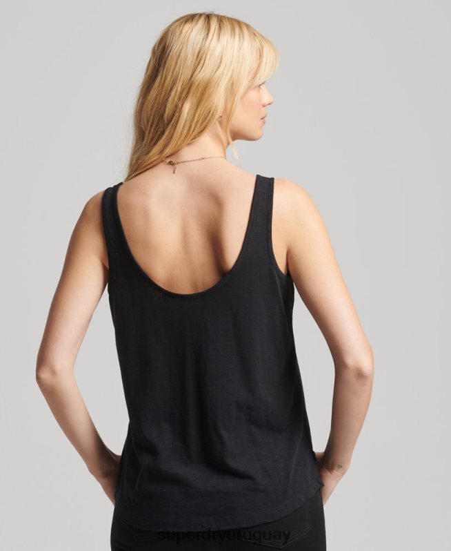 uy Superdry mujer camiseta sin mangas con bolsillo studios de algodón orgánico negro DT2N8Z6771 ropa