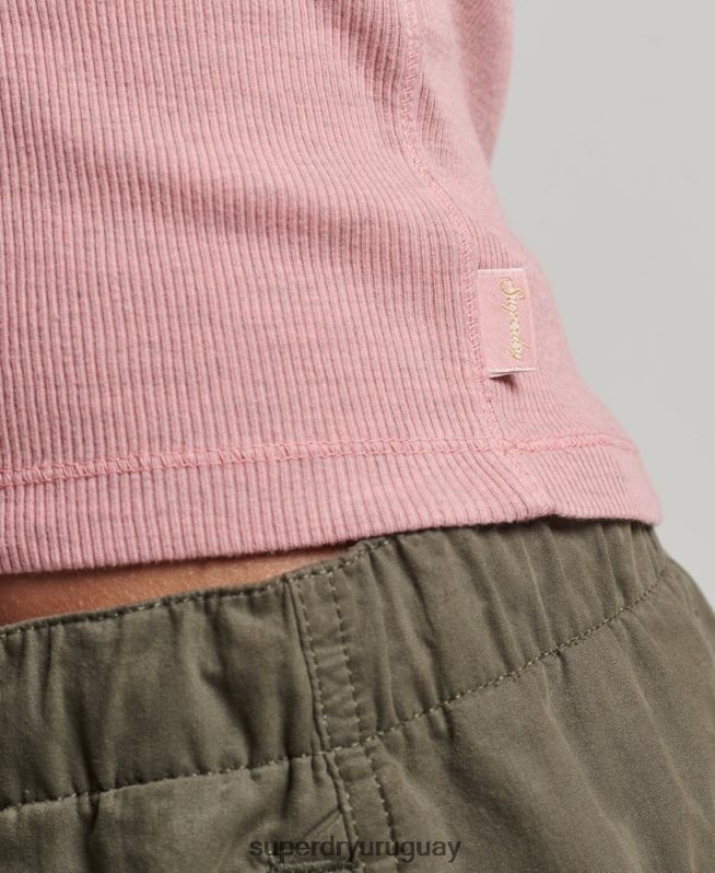 uy Superdry mujer camiseta sin mangas con botones rosa DT2N8Z2890 ropa