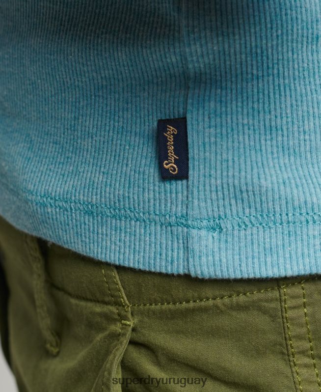 uy Superdry mujer camiseta sin mangas con ribete de encaje azul DT2N8Z2339 ropa