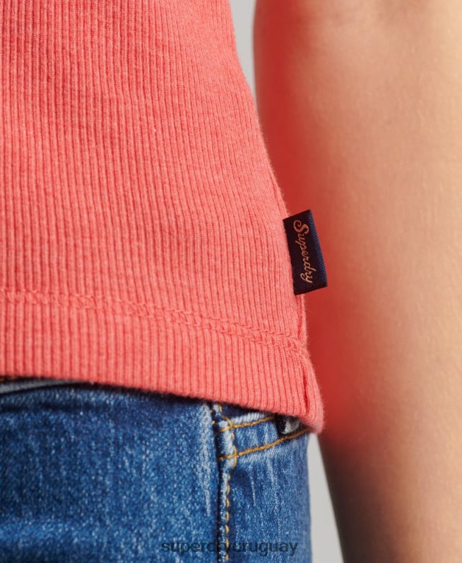 uy Superdry mujer camiseta sin mangas con ribete de encaje coral DT2N8Z2338 ropa