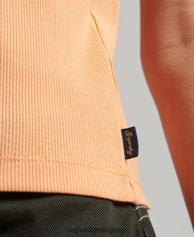 uy Superdry mujer camiseta sin mangas con ribete de encaje naranja DT2N8Z2331 ropa