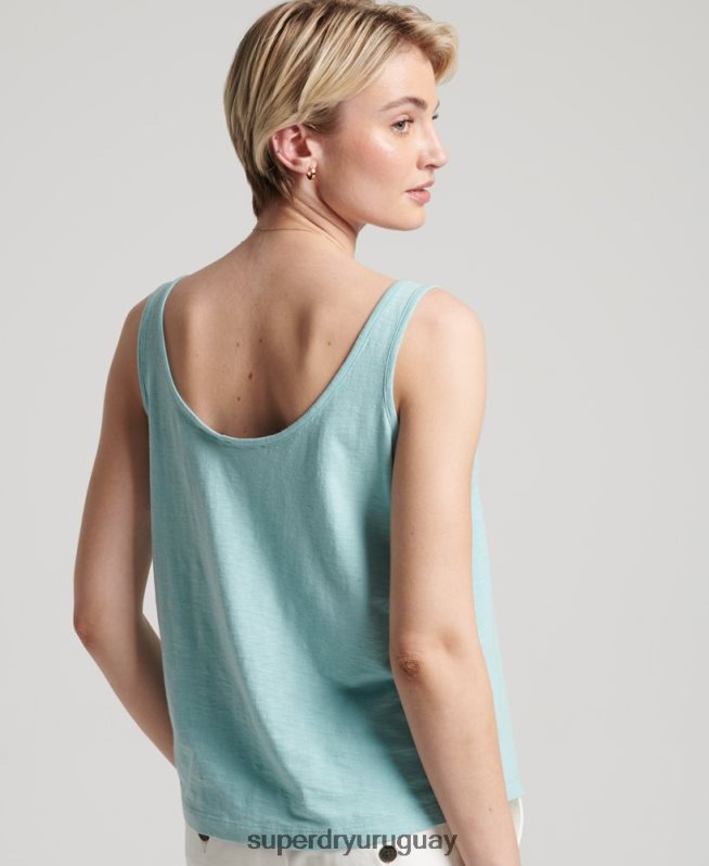 uy Superdry mujer camiseta sin mangas de algodón orgánico con bolsillo azul DT2N8Z6744 ropa