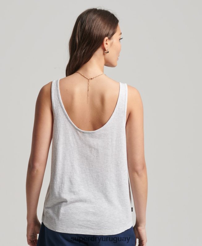 uy Superdry mujer camiseta sin mangas de algodón orgánico con bolsillo gris claro DT2N8Z6590 ropa