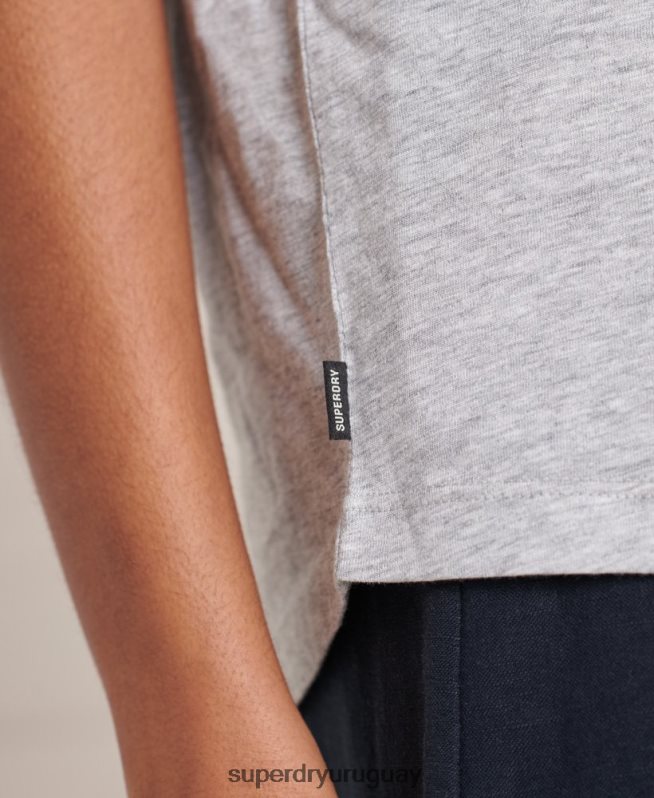 uy Superdry mujer camiseta sin mangas de algodón orgánico con bolsillo gris claro DT2N8Z6728 ropa