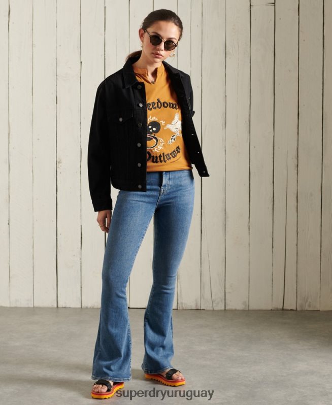 uy Superdry mujer camiseta sin mangas de banda bohemia naranja DT2N8Z3081 ropa
