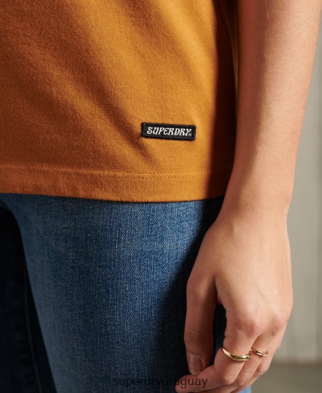 uy Superdry mujer camiseta sin mangas de banda bohemia naranja DT2N8Z3081 ropa