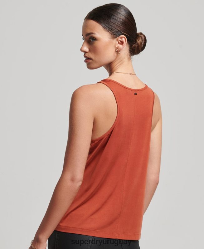 uy Superdry mujer camiseta sin mangas de cupro rojo DT2N8Z6705 ropa