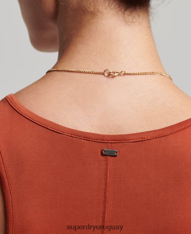 uy Superdry mujer camiseta sin mangas de cupro rojo DT2N8Z6705 ropa