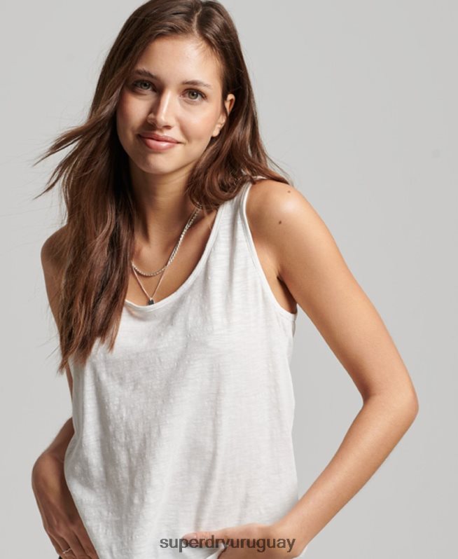 uy Superdry mujer camiseta sin mangas de jersey de estudios blanco DT2N8Z3006 ropa