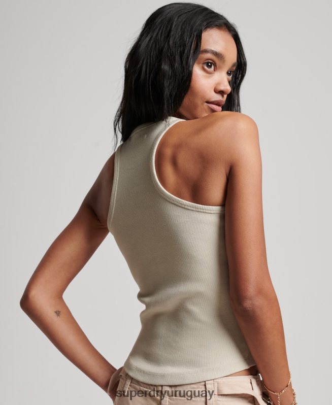 uy Superdry mujer camiseta sin mangas esencial beige DT2N8Z2896 ropa