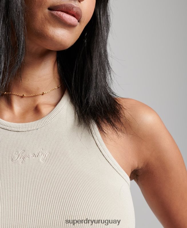 uy Superdry mujer camiseta sin mangas esencial beige DT2N8Z2896 ropa
