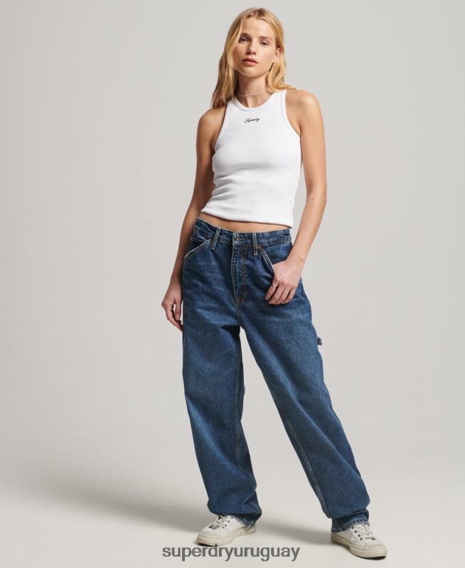 uy Superdry mujer camiseta sin mangas esencial blanco DT2N8Z3008 ropa