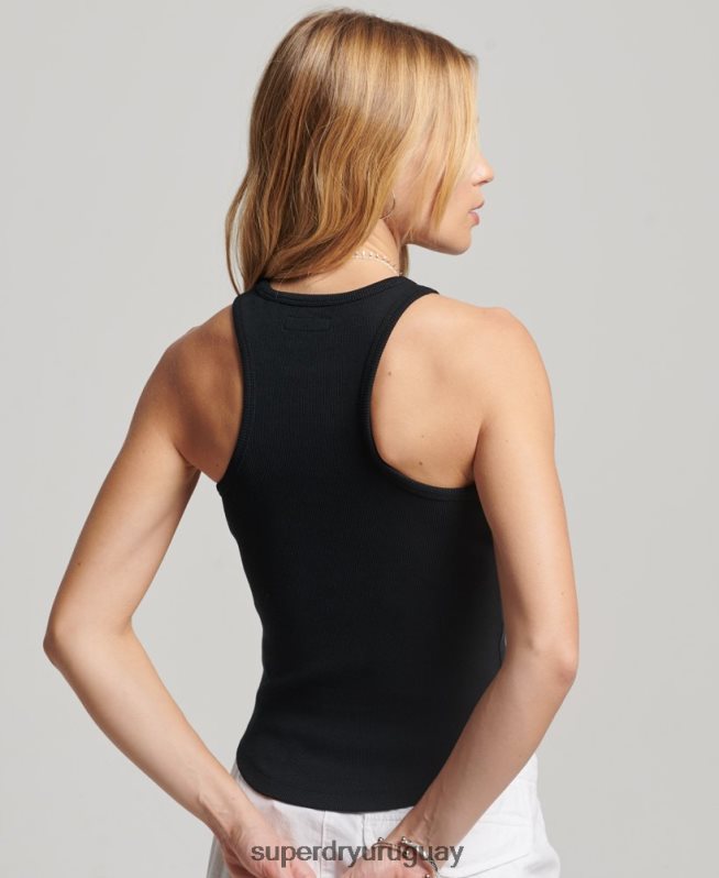 uy Superdry mujer camiseta sin mangas esencial negro DT2N8Z2943 ropa