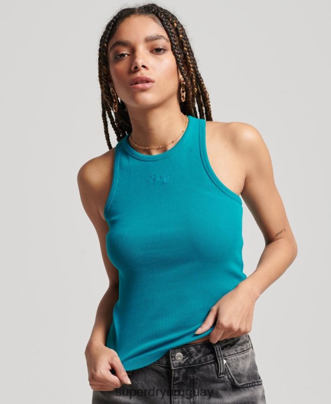 uy Superdry mujer camiseta sin mangas esencial turquesa DT2N8Z2979 ropa