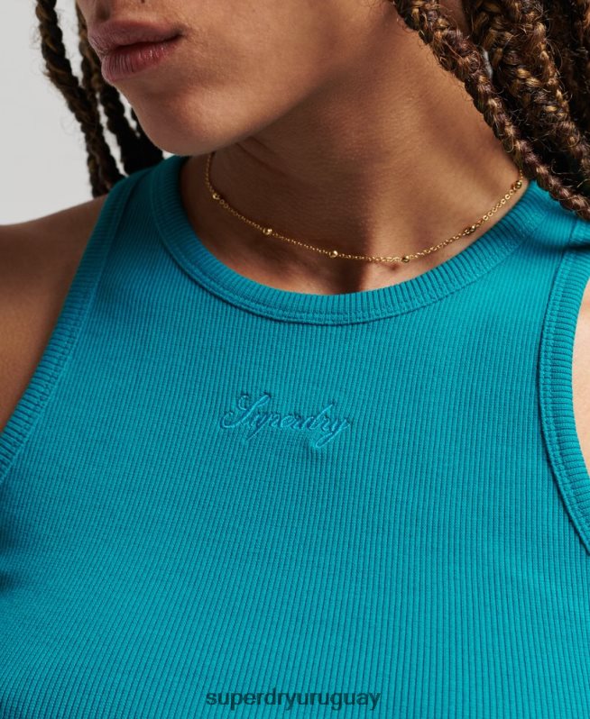 uy Superdry mujer camiseta sin mangas esencial turquesa DT2N8Z2979 ropa