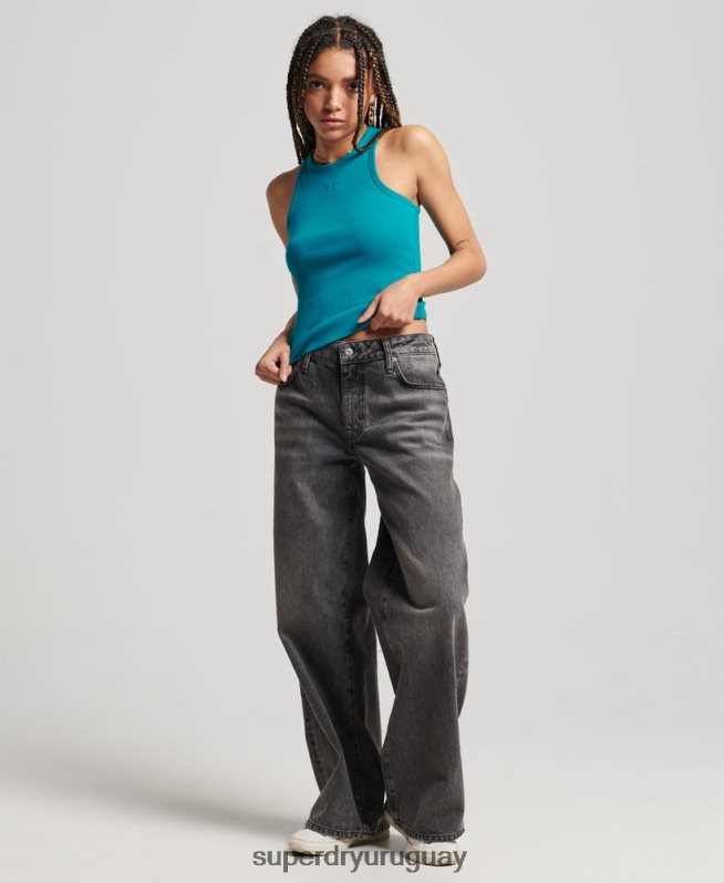 uy Superdry mujer camiseta sin mangas esencial turquesa DT2N8Z2979 ropa