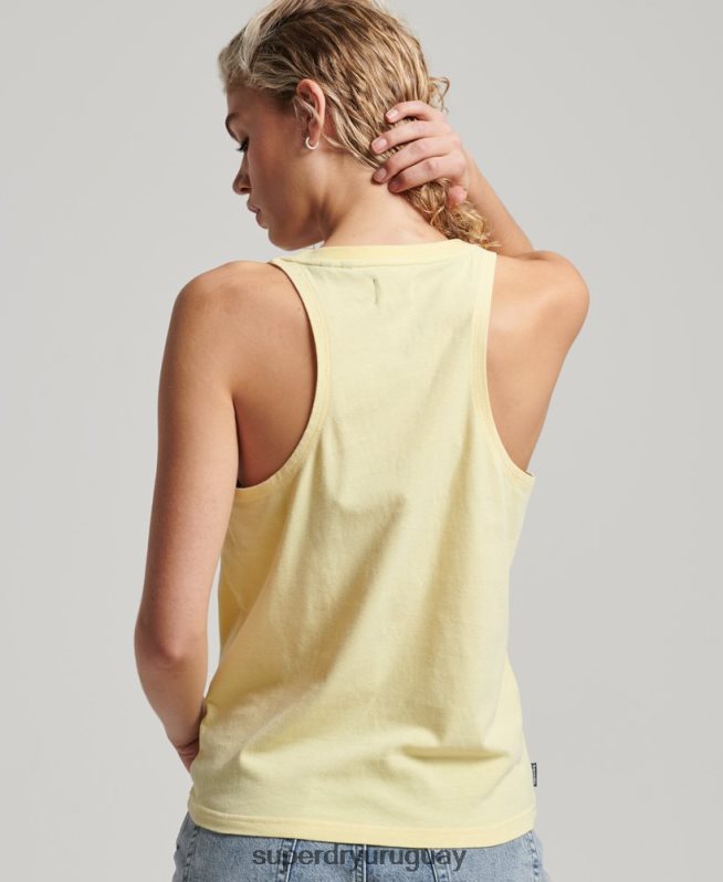 uy Superdry mujer camiseta sin mangas vintage cali con aberturas amarillo DT2N8Z2200 ropa