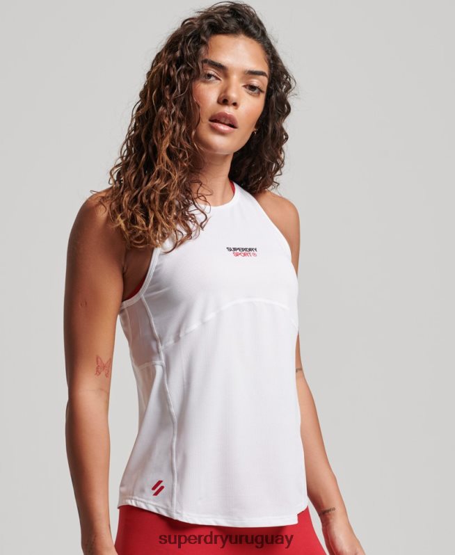 uy Superdry mujer chaleco activo blanco DT2N8Z2916 ropa