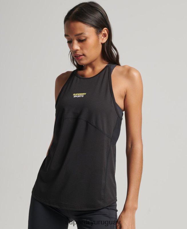 uy Superdry mujer chaleco activo negro DT2N8Z2977 ropa