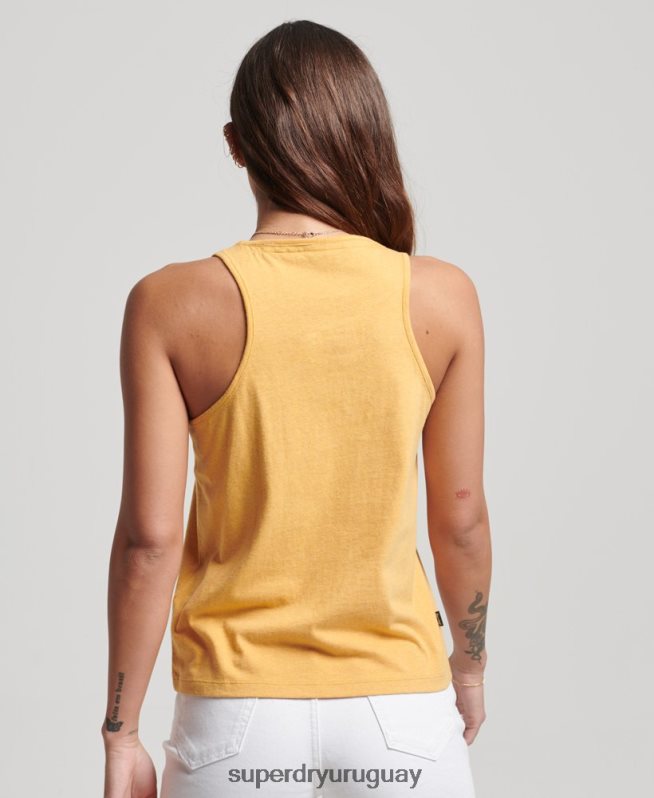 uy Superdry mujer chaleco con logo vintage amarillo DT2N8Z3002 ropa
