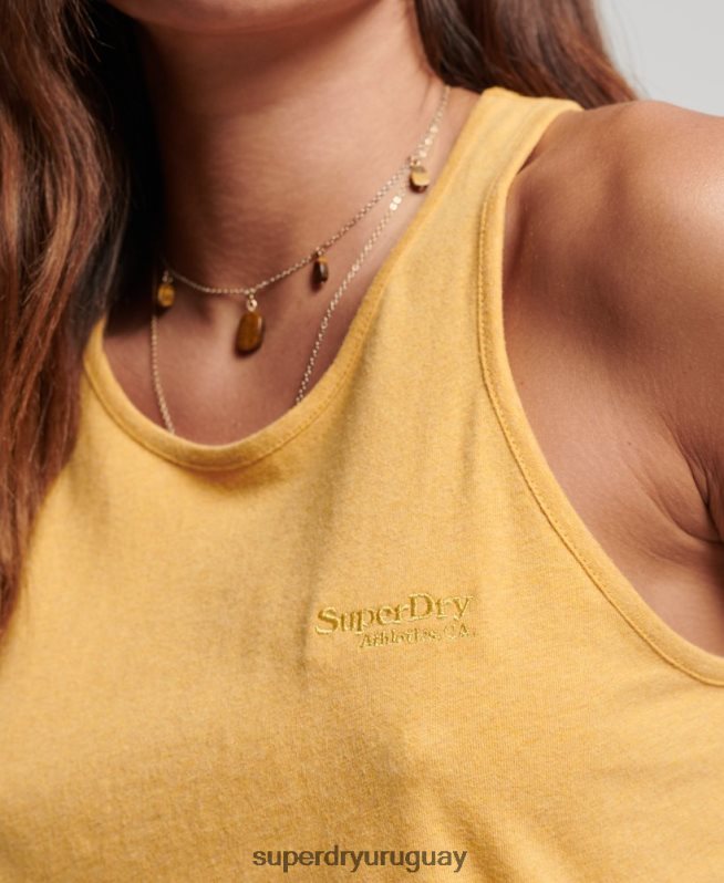 uy Superdry mujer chaleco con logo vintage amarillo DT2N8Z3002 ropa