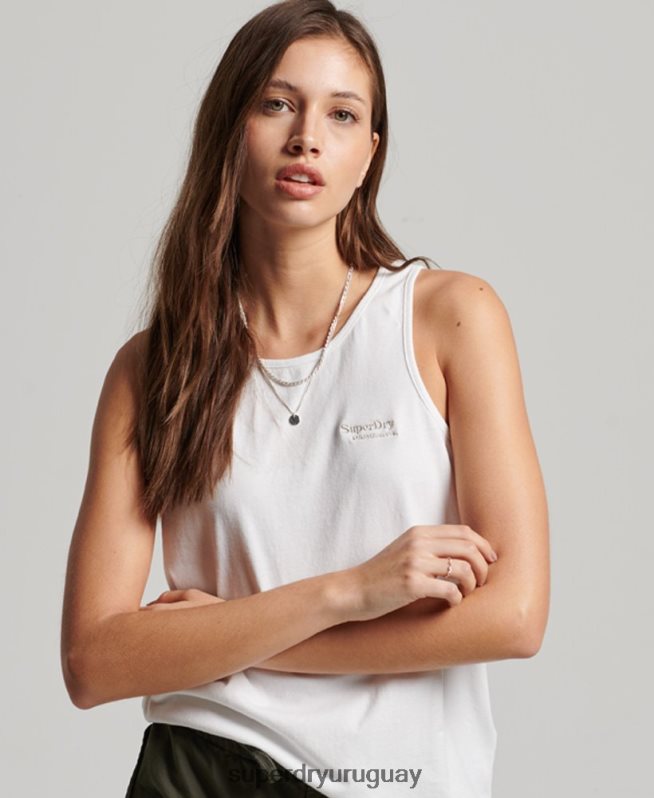uy Superdry mujer chaleco con logo vintage blanco DT2N8Z2883 ropa