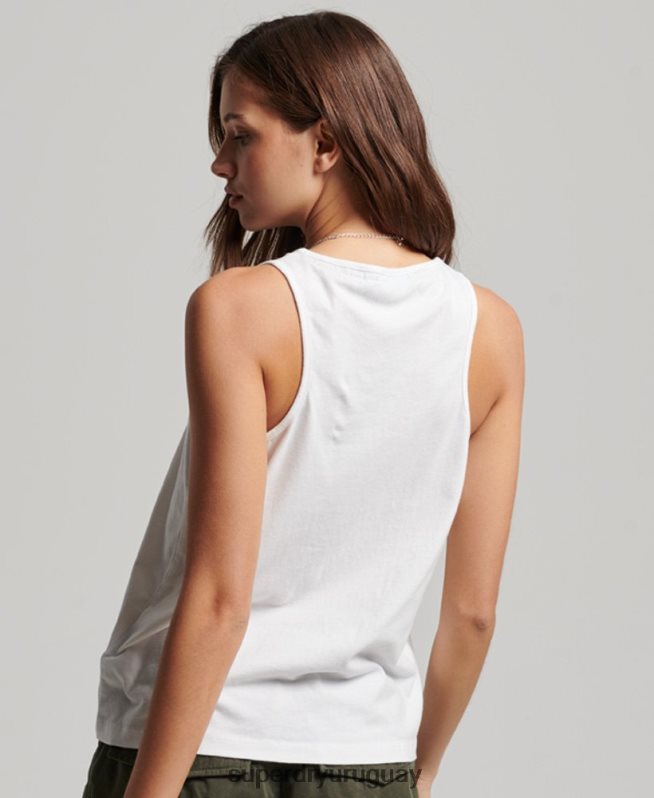 uy Superdry mujer chaleco con logo vintage blanco DT2N8Z2883 ropa