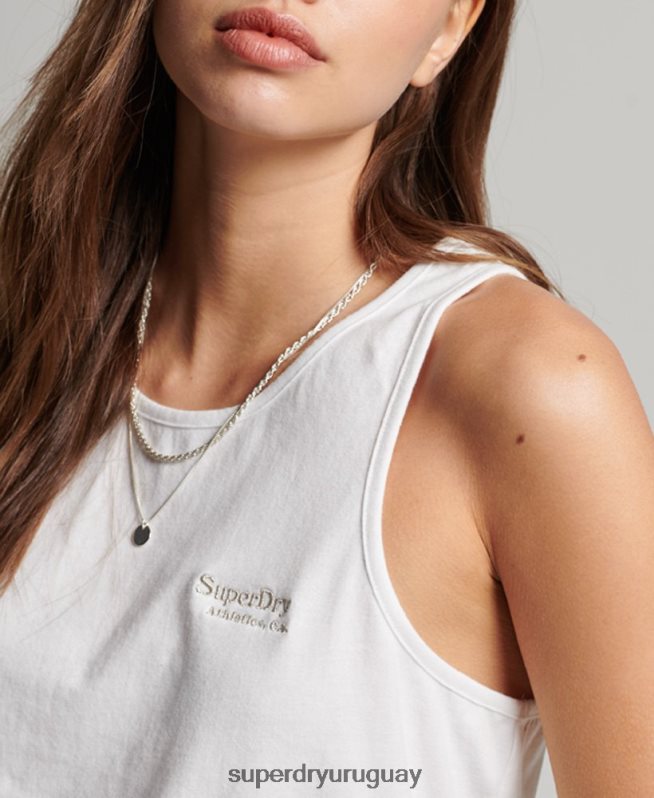 uy Superdry mujer chaleco con logo vintage blanco DT2N8Z2883 ropa