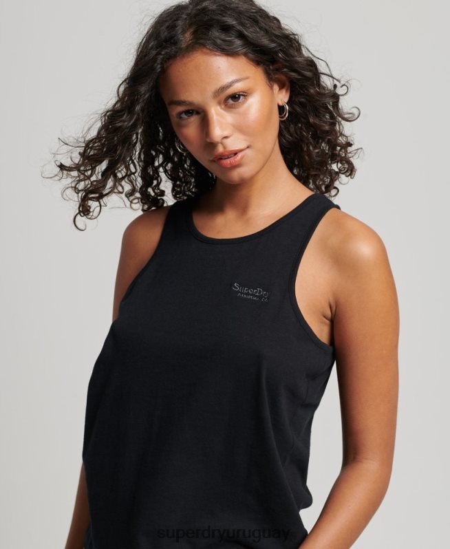 uy Superdry mujer chaleco con logo vintage negro DT2N8Z2887 ropa