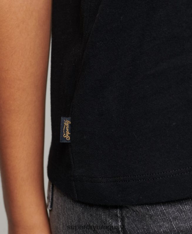 uy Superdry mujer chaleco con logo vintage negro DT2N8Z2887 ropa