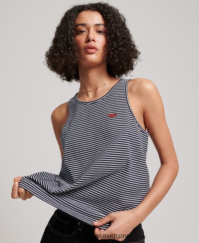 uy Superdry mujer chaleco de algodón orgánico con rayas del logo vintage Armada DT2N8Z2184 ropa