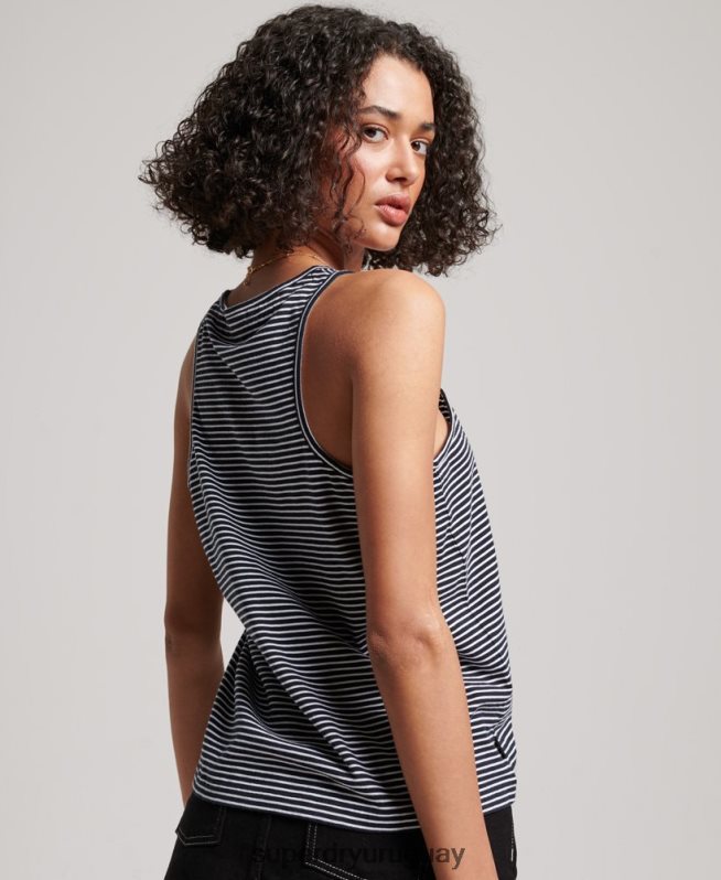 uy Superdry mujer chaleco de algodón orgánico con rayas del logo vintage Armada DT2N8Z2184 ropa