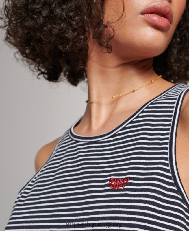 uy Superdry mujer chaleco de algodón orgánico con rayas del logo vintage Armada DT2N8Z2184 ropa
