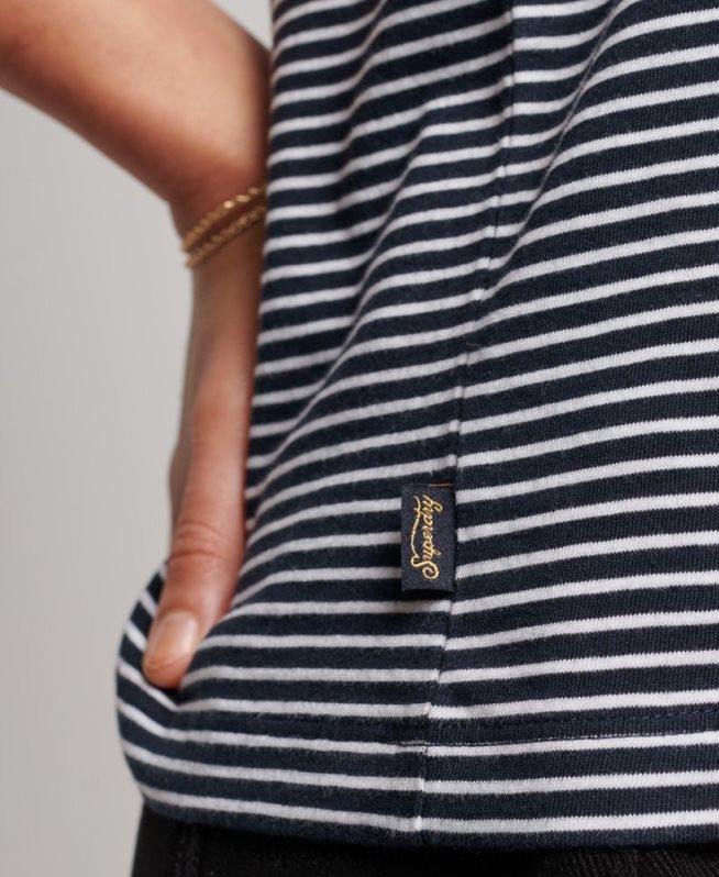 uy Superdry mujer chaleco de algodón orgánico con rayas del logo vintage Armada DT2N8Z2184 ropa