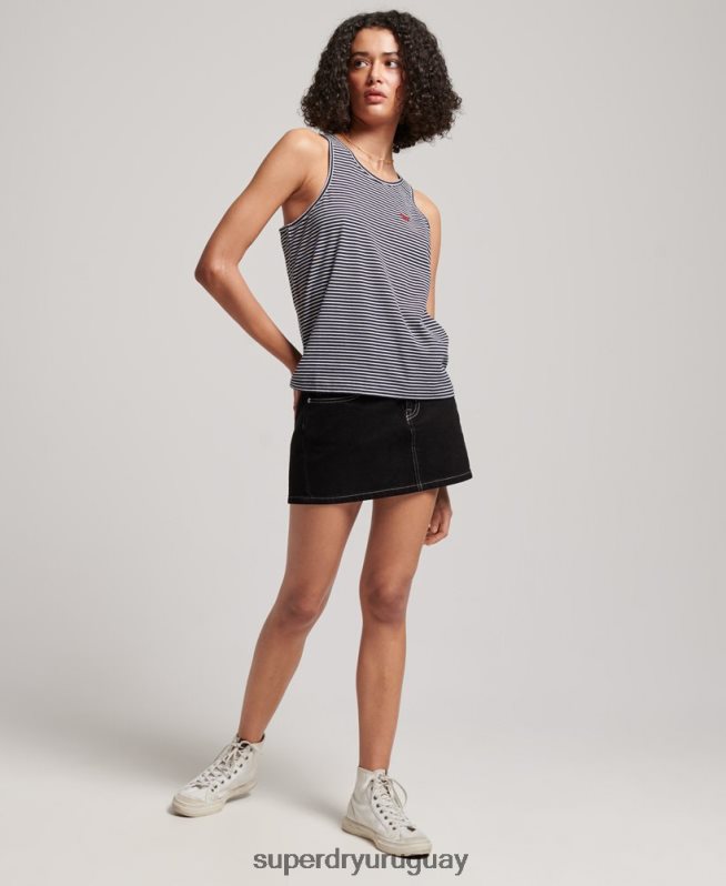 uy Superdry mujer chaleco de algodón orgánico con rayas del logo vintage Armada DT2N8Z2184 ropa